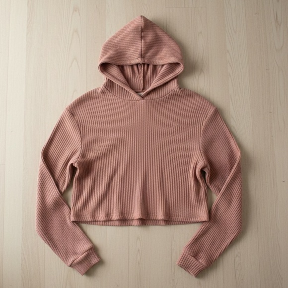 Colsie Tops - Women’s Maroon/Rustic Pink Hoodie